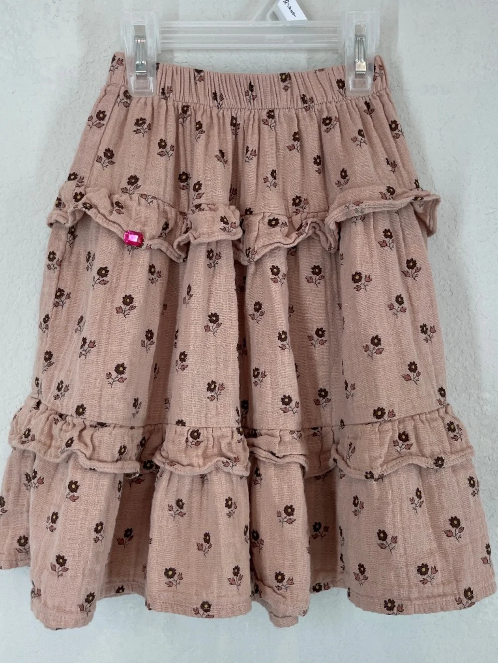 Rylee + Cru Midi Skirt Girls Toddler 2-3Y Midi Pink Ditsy Floral Tiered Cotton